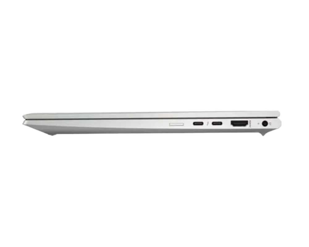 A slim silver laptop shown from the side profile against a plain white background.